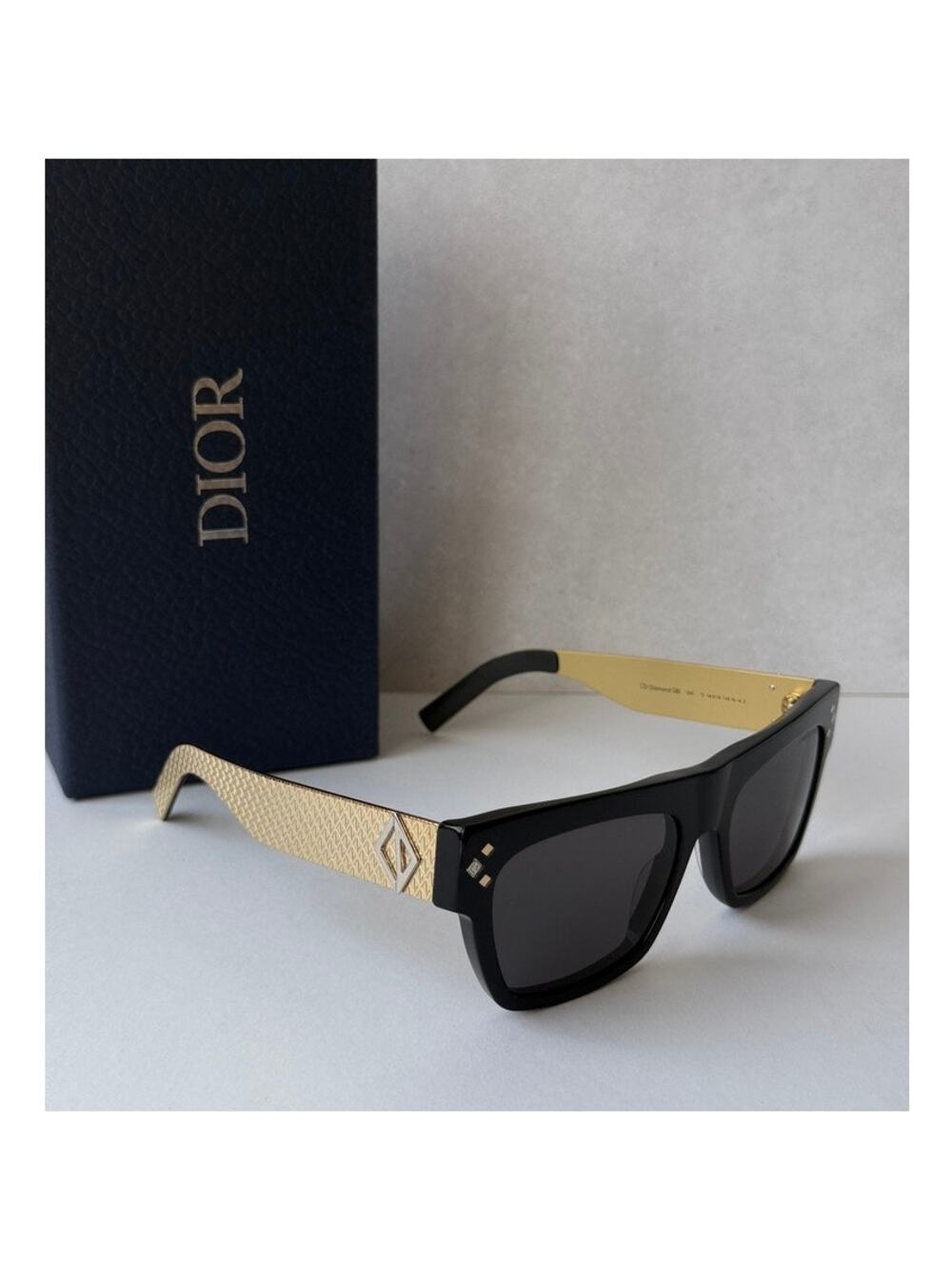 NEW Dior CD Diamond S8I Square Sunglasses in Black Gold $750